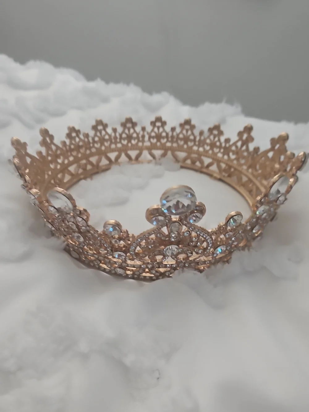 Crystal Accent Gold Tiara Crown for Women
